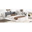 Lit plateforme double en bois blanc avec tête de lit, tablettes et conception rembourrée, structure de la table rotative, facile à assembler-1371495755