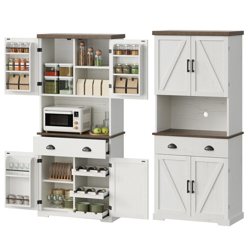 72" H Storage Cupboard With 4 Doors, White