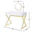 Meuble-lavabo blanc et doré avec plateau à bijoux amovible en miroir, matériau principal en métal, 2 tiroirs pour ranger le cadre essentiel, rangement nécessaire