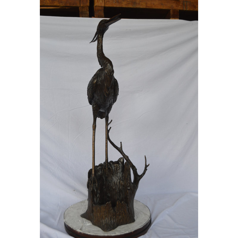Copper and Metal Great Heron Perched Fountain