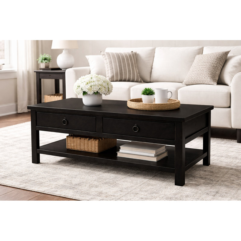 Bloomingdale Solid Wood Coffee Table, Rustic Antique Black