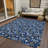 Machine Washable Indoor/Outdoor Snowflake Ho Ho Ho Xhevrie Navy Rug-268250734