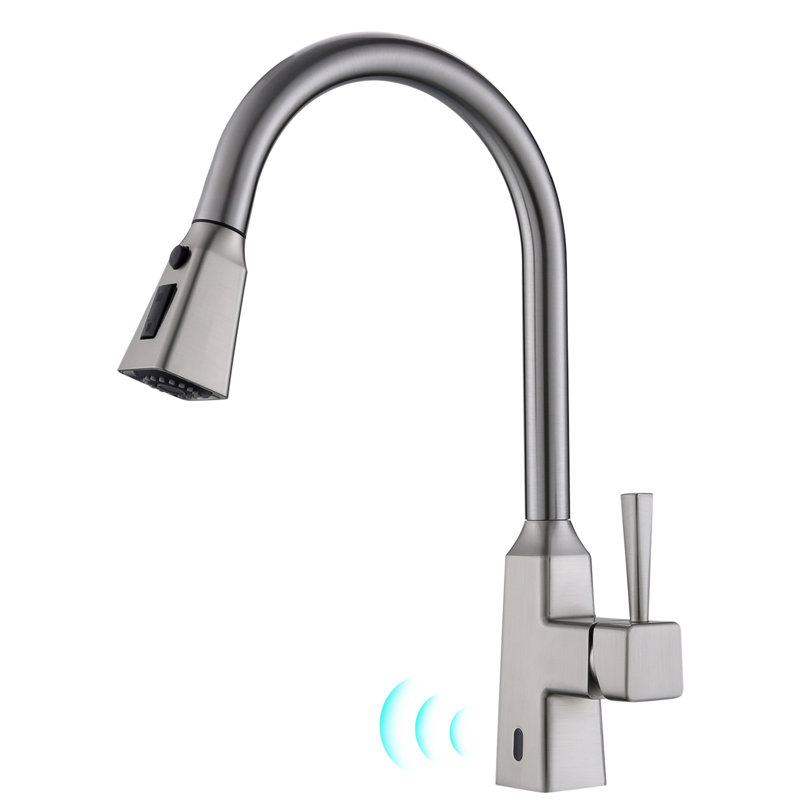 Robinet de cuisine sans contact, robinet de cuisine intelligent automatique mains libres, Nickel brossé