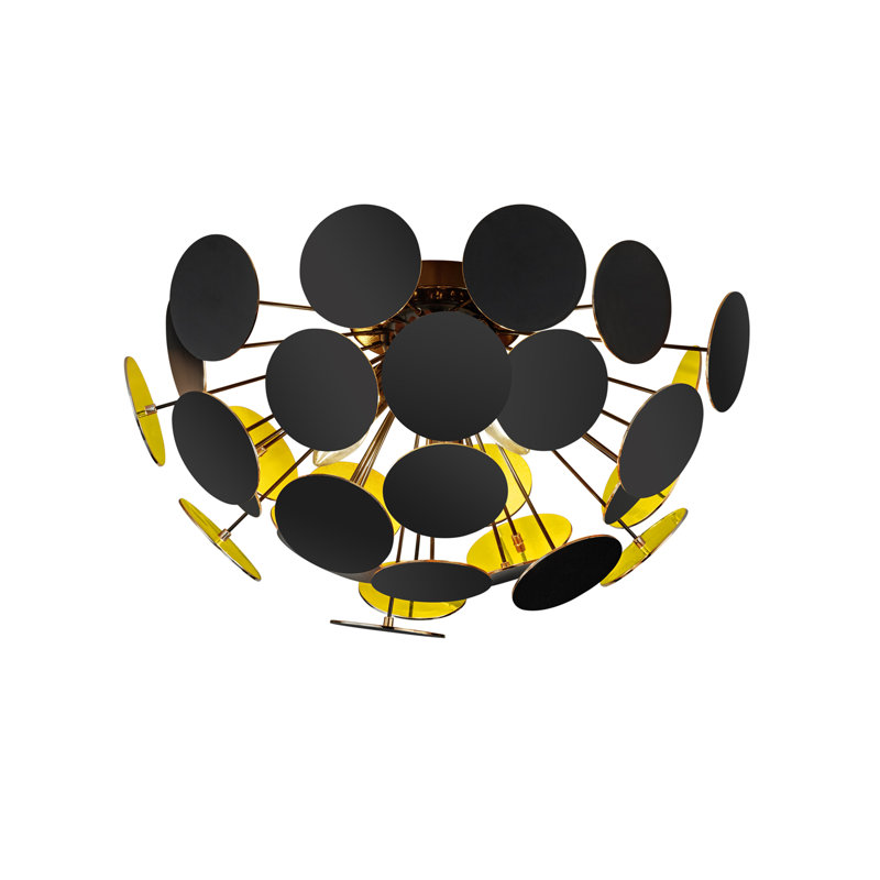 Flush ceiling lamp 3 flame Freyja, 54 cm, Black/Gold