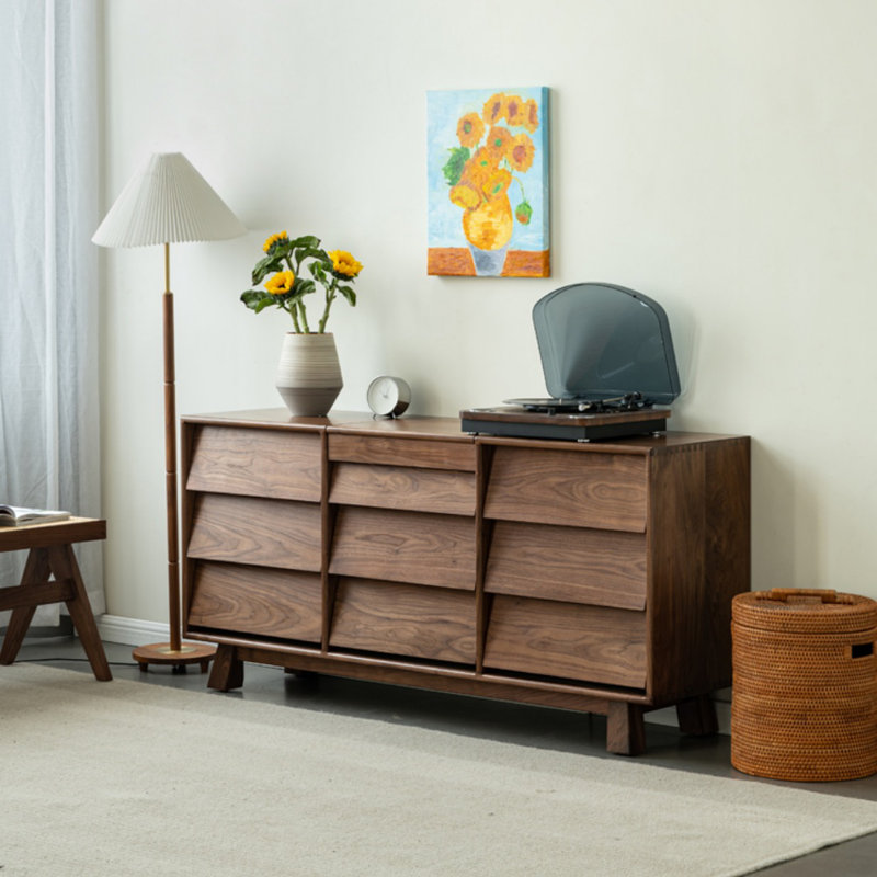 Commode d'appoint en bois massif noyer noir de style moderne