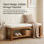 Banc de rangement en bois massif 55,12 po avec repose-pieds rembourré, banc d'entrée avec tablette inférieure ouverte pour le couloir de la chambre à coucher