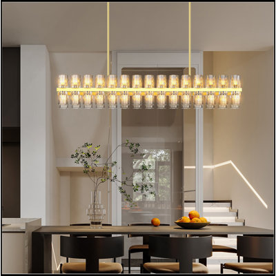Lustre rectangulaire luxueux en cristal pour le salon et la salle à manger, cadre noir avec cristaux K9 