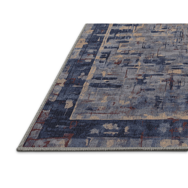 Machine Washable Gray Area Rug, Round 4'