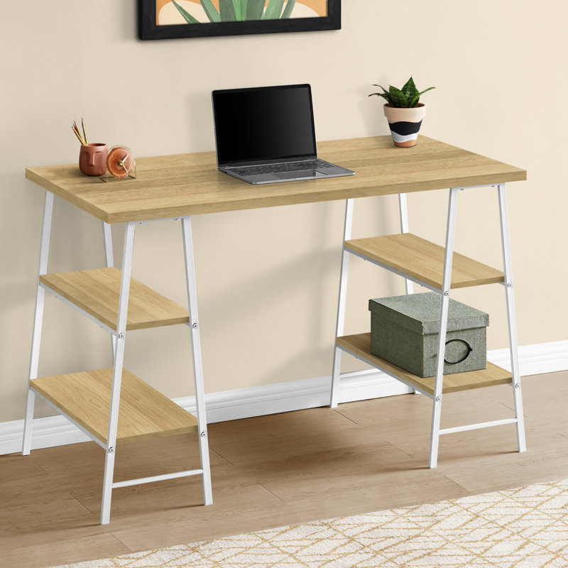 Bureau d'ordinateur, bureau personnel, ordinateur portable, tablettes de rangement, L 48 po, travail, stratifié, métal, contemporain, moderne