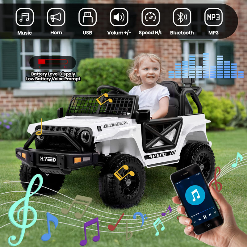 JooliH Battery Powered Ride On with Remote Control, White