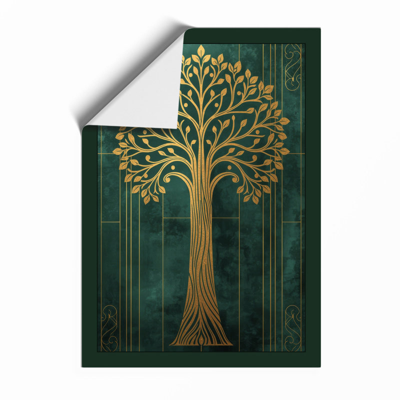 Golden Tree in Emerald Art Deco - Framed Print, A1 - 84.1 x 59.4 cm, Unframed