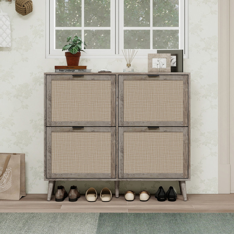 Range-chaussures 4 portes, armoire de rangement pour chaussures moderne autoportante, pour vestibule