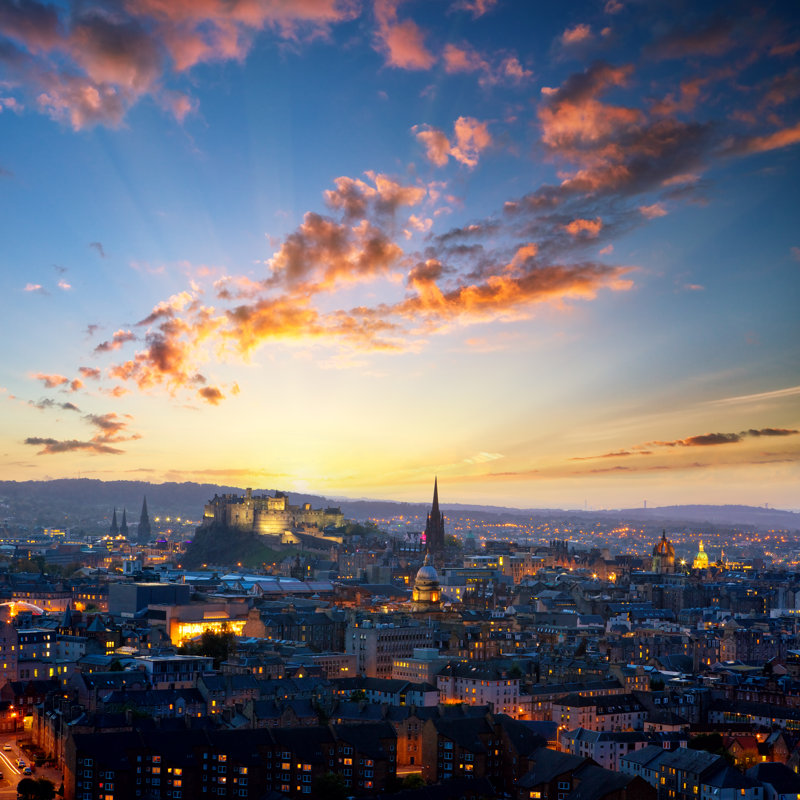 Evening View Of Edinburgh by Dibrova - Wrapped Canvas Print, 30cm H x 30cm W