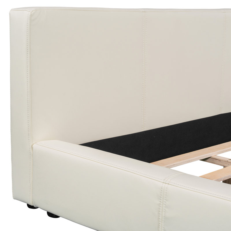 Lit tapissier beige élégant, Double