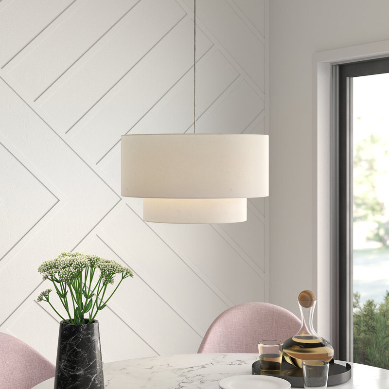Lustre tambour 3 lumières Cruce, Nickel brossé
