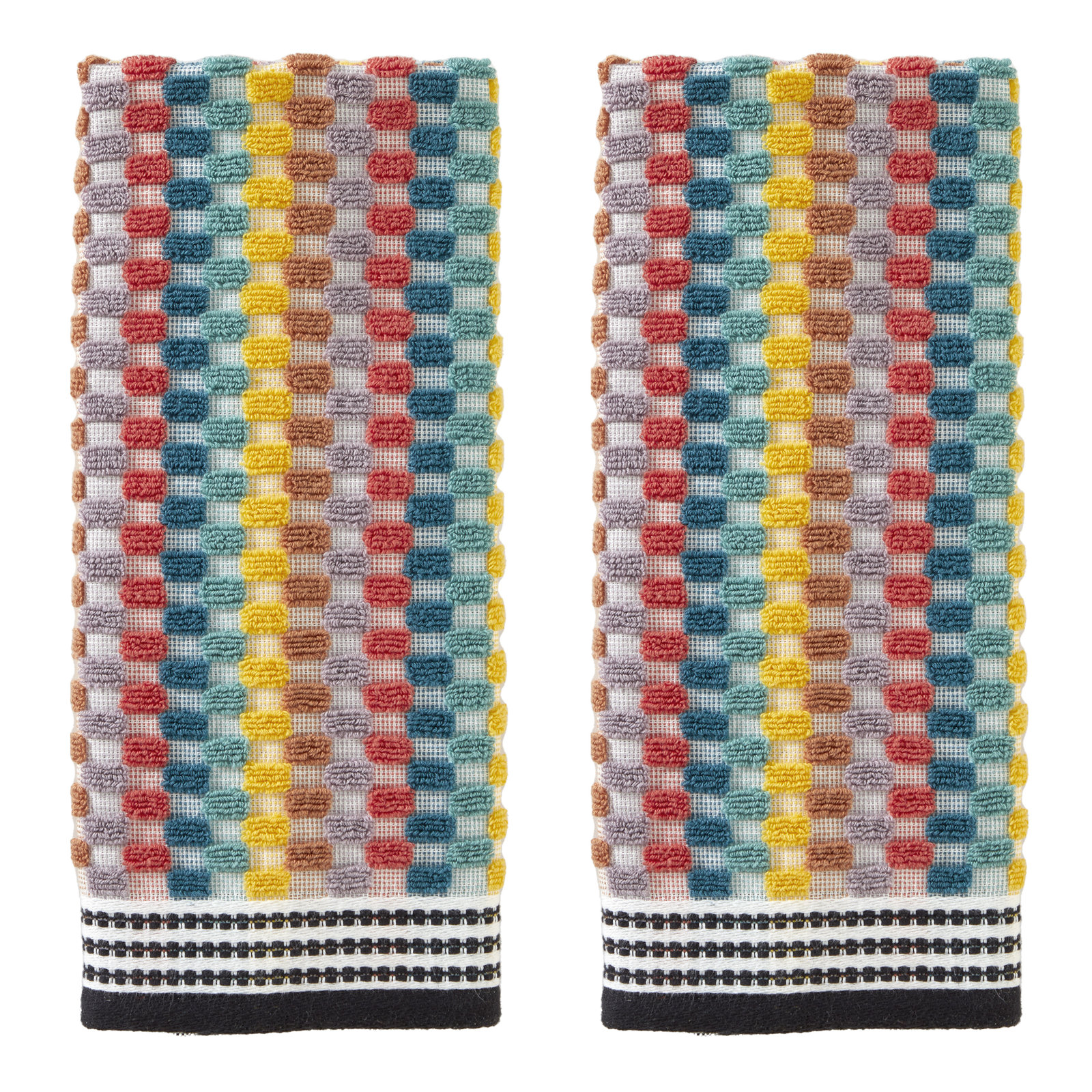 Geometric Cotton Towel Set, Hand Towels - 2 Pack