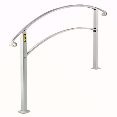 Mains courantes pour les marches extérieures, garde-corps d'escalier extérieur à 1 ou 3 marches, main courante en fer forgé blanc, main courante flexible pour porche, mains courantes transitionnelles pour les marches en béton ou les escaliers en bois