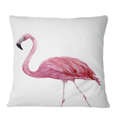 Coussin Pink Flamingo On White III - imprimé traditionnel