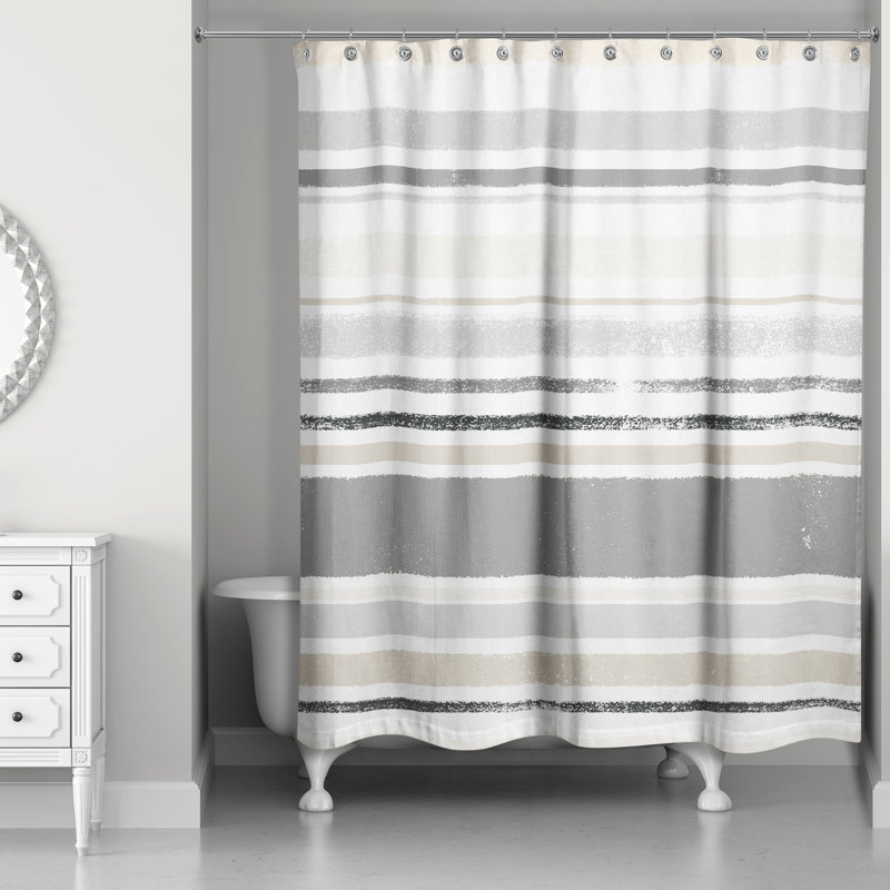 Rideau de douche simple à rayures Lecuyer, Gris clair