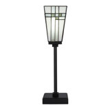 Hinkley Accent Lamp Shown In Matte Black Finish With 5" Square New Deco Art Glass
