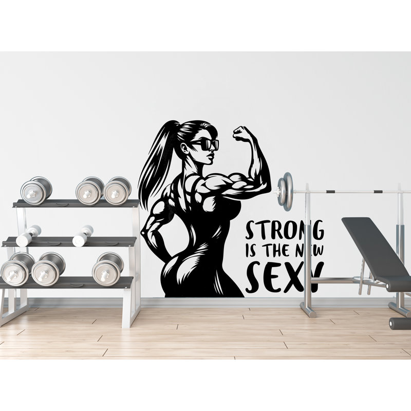 Adhésif mural fille gymnase Power Fitness femmes Squat Decor Workout Art vinyle autocollants muraux de gymnastique de chambre à coucher