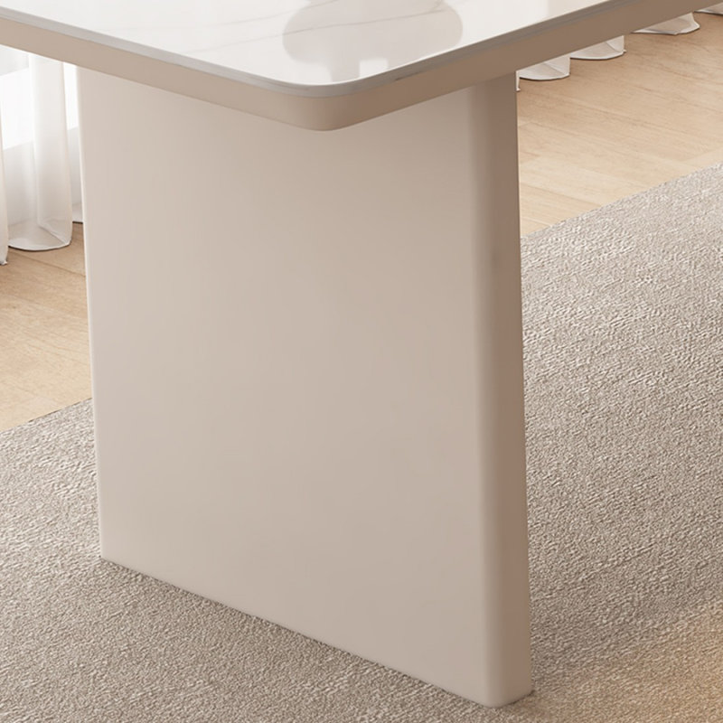 White Rectangular Stone+Manufactured Wood With Drawers Desk, 29.53" H x 78.74" W x 47.24" D, Right Hand Return