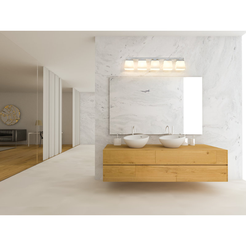 Meuble-lavabo 5 lumières Panora, Nickel brossé