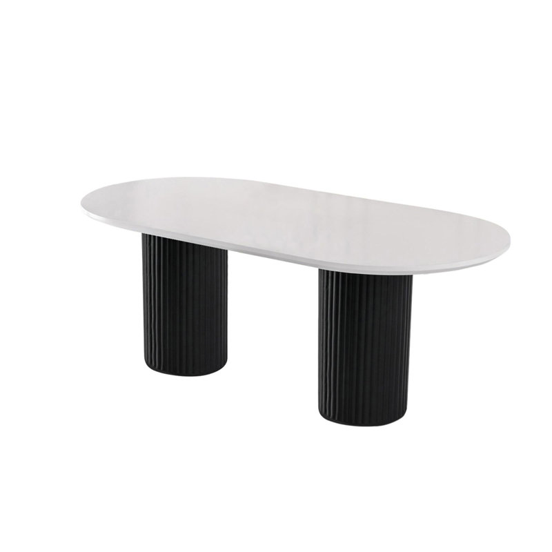Ferro Beech Oval Dining Table, White, Black