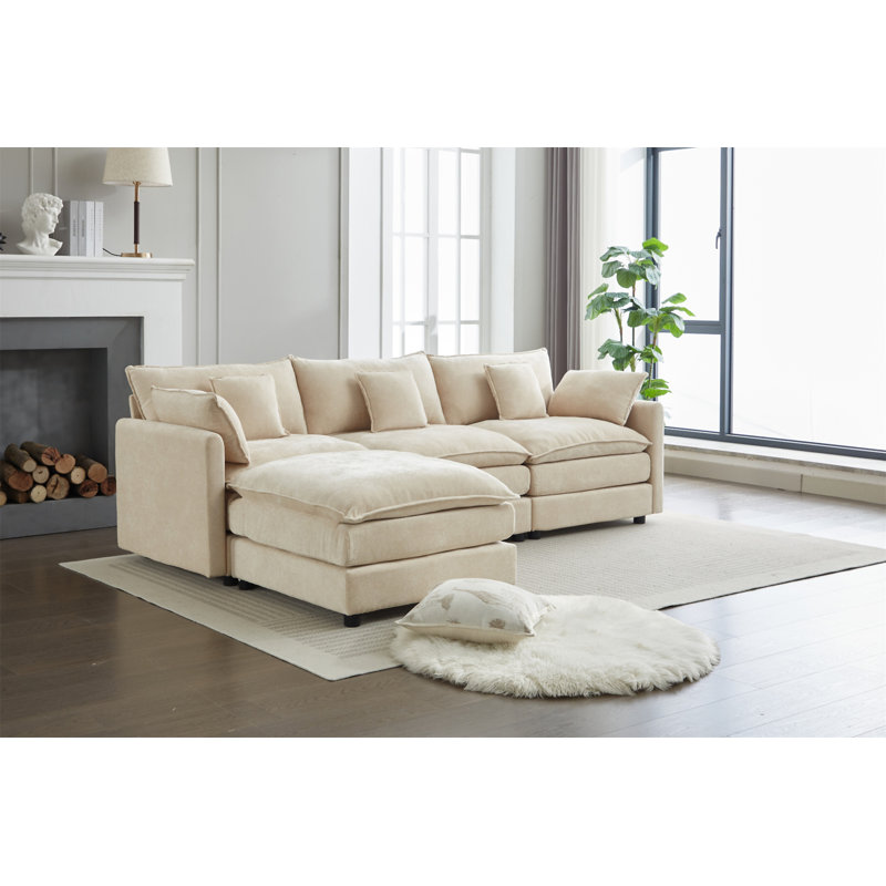 Canapé modulaire modulaire, Chenille blanche