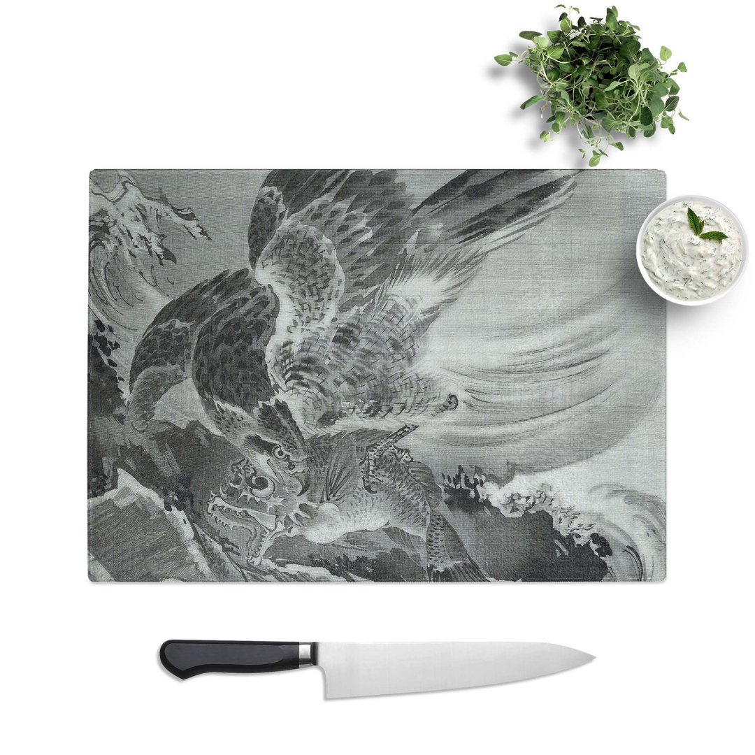 Glass Eagle Attacking Fish by Kawanabe Kyosai Chopping Board
