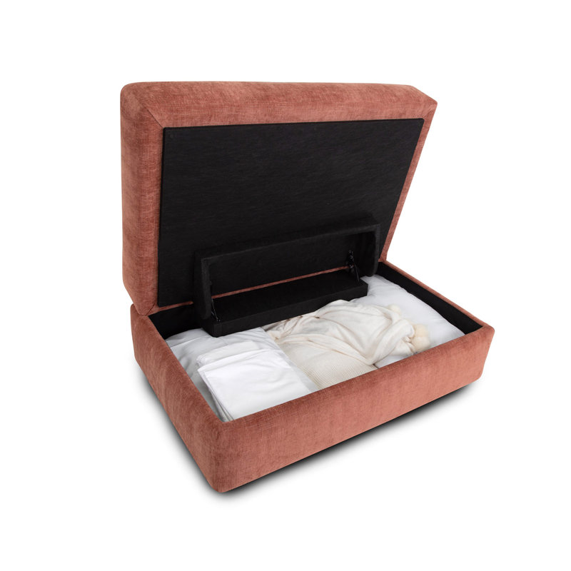 Wilmot Storage Ottoman W/ Caster Legs, Orange