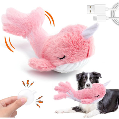 Interactive Flopping Plush Whale Dog Toy, Rechargeable Squeaky Play Toy for Small Medium Large Dogs, Indoor & Outdoor Entertainment