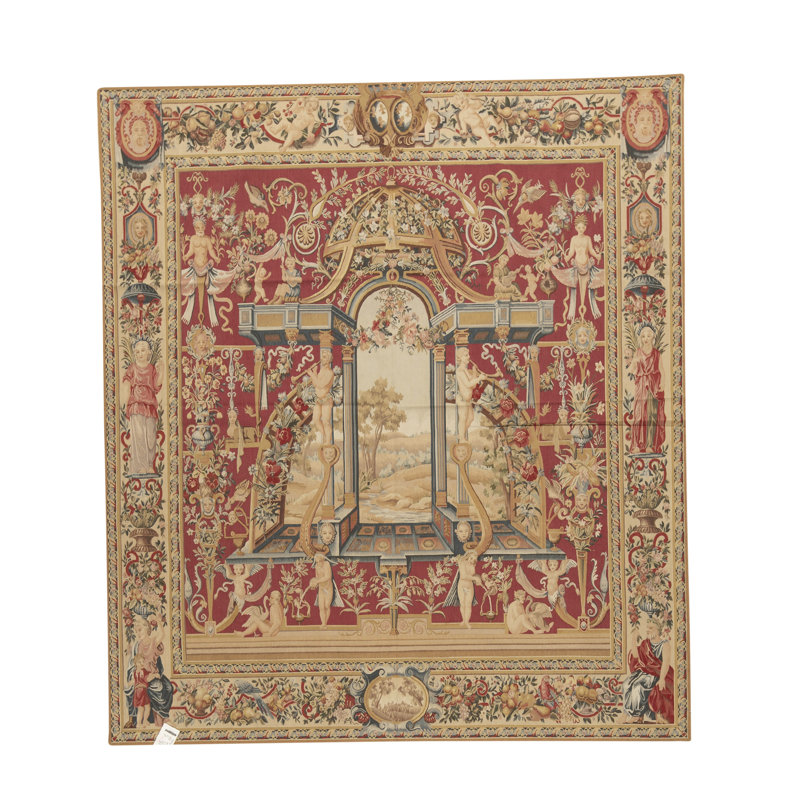 Tapis rouge et or de haute qualité noué à la main