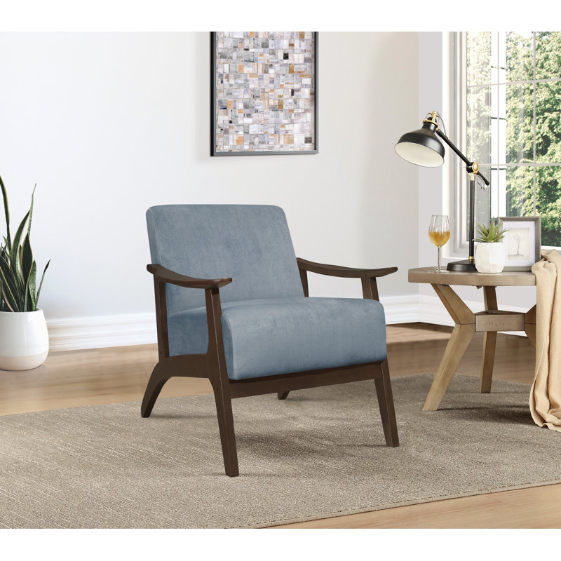 Chaise d'appoint moderne en velours 1pc, Bleu gris