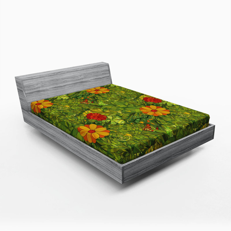 Microfiber Floral Fitted Sheet, Queen Fitted Sheet