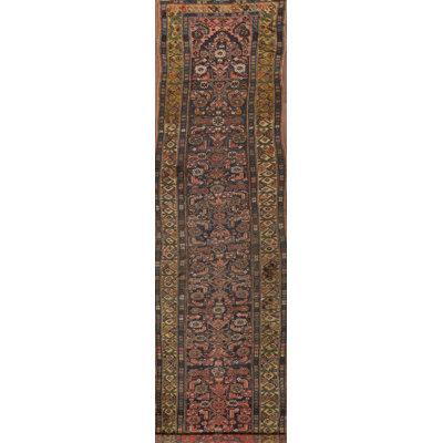 One-of-a-Kind 3'5'' X 14'6'' Before 1900 Runner Wool Area Rug in