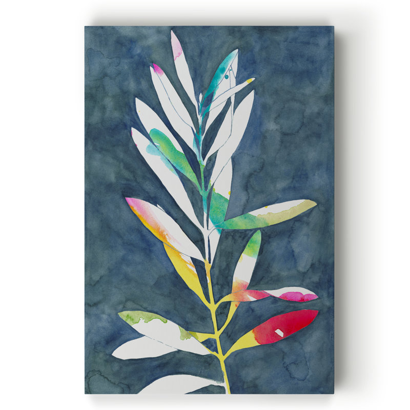 « indigo leaves i »-impression sur toile, H 12 po x l 8 po x P 1,5 po, Toile tendue