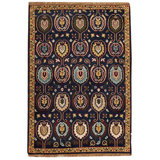 Hand-Knotted High-Quality Blue and Yellow Area Rug