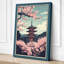 Pagoda Under Blossom Japandi - Wrapped Canvas-2128277508-2128277757