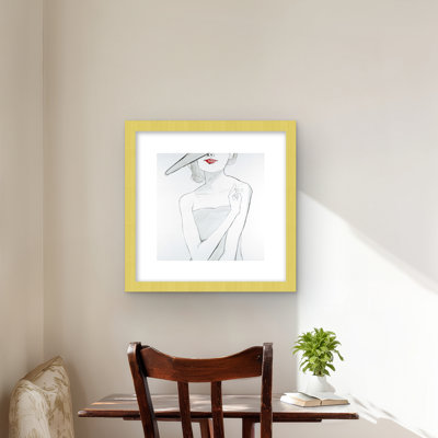 Woman with Hat - Framed Matted Print for Home Decor