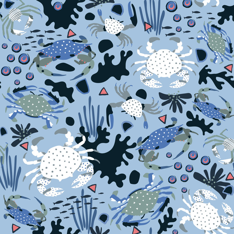 Crabs Run the Night 3 - Estampe numérique sur toile tendue par Roochita Chachra, H 15 po x l 15 po