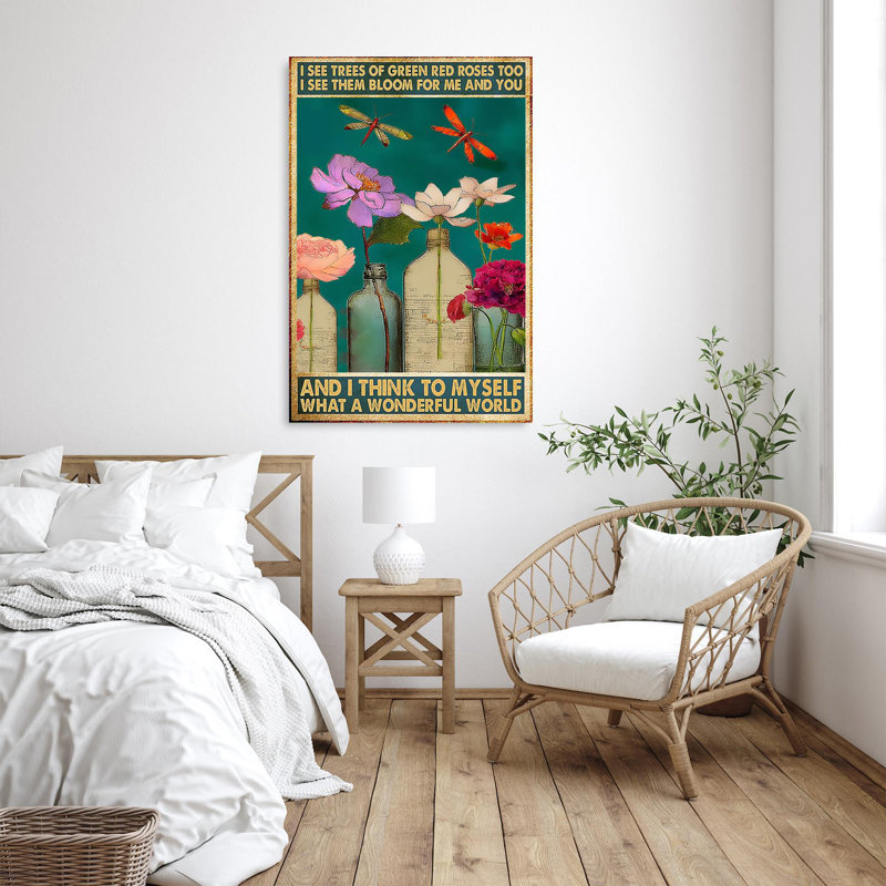 «Flowers What A Wonderful World», impression sur toile, H 36 po x l 24 po x P 1,25 po