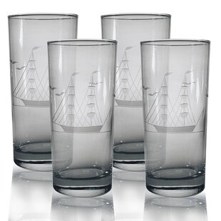 Clipper Ship - Hand Cut - Tankard Beer Mug - Set of 4