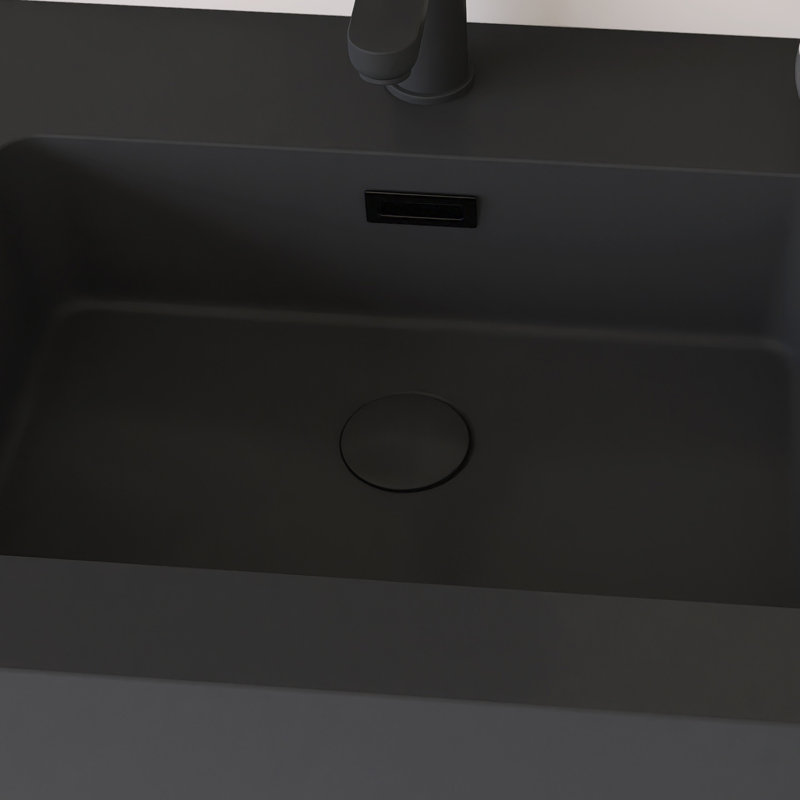 Meuble-lavabo mural 48 po avec lavabo à surface solide noir, 48"