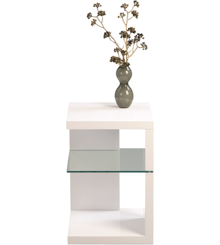 Alleman Side Table with Storage, Glossy White