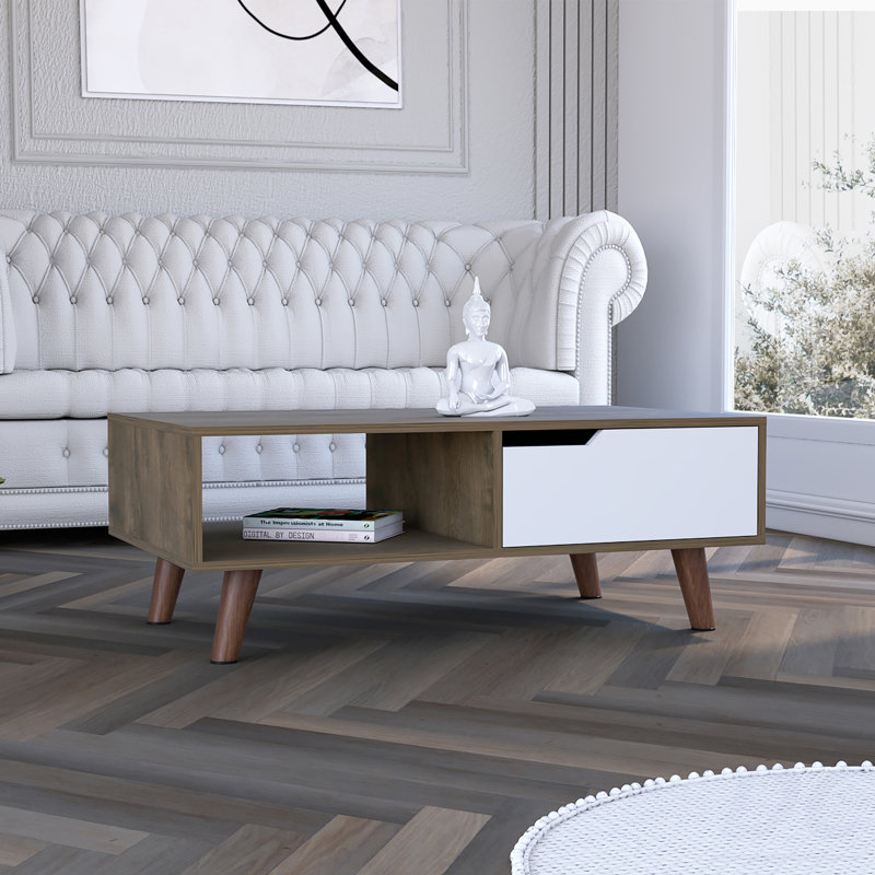 Table basse Oslo, un tiroir, quatre pieds, table Oslo