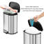 Stainless Steel D-Shape Trash Can 50L with Lid, Soft Close Step Garbage Can, Foot Pedal, Removable Inner Bucket for Kitchen Bathroom