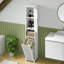 Armoire de salle de bain haute avec panier à linge, tour à linge autoportante, panier à linge amovible avec poignées, compartiment avec porte