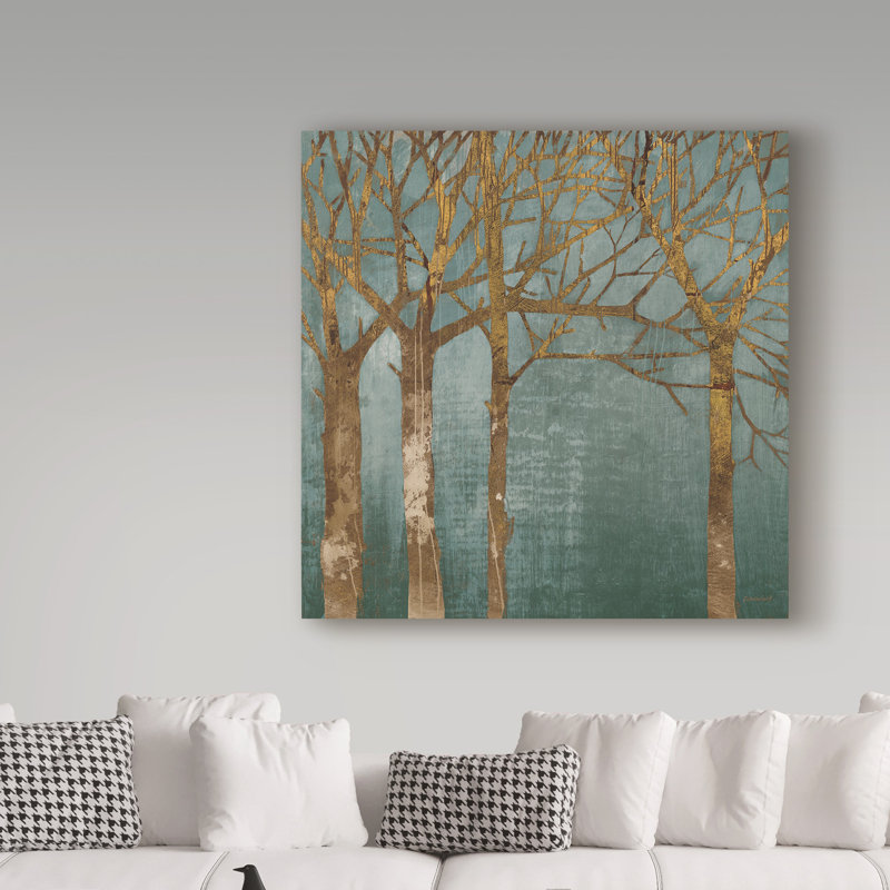 Gianara «Golden Day Turquoise», reproduction de peinture acrylique sur toile tendue, H 24 po x l 24 po x P 2 po