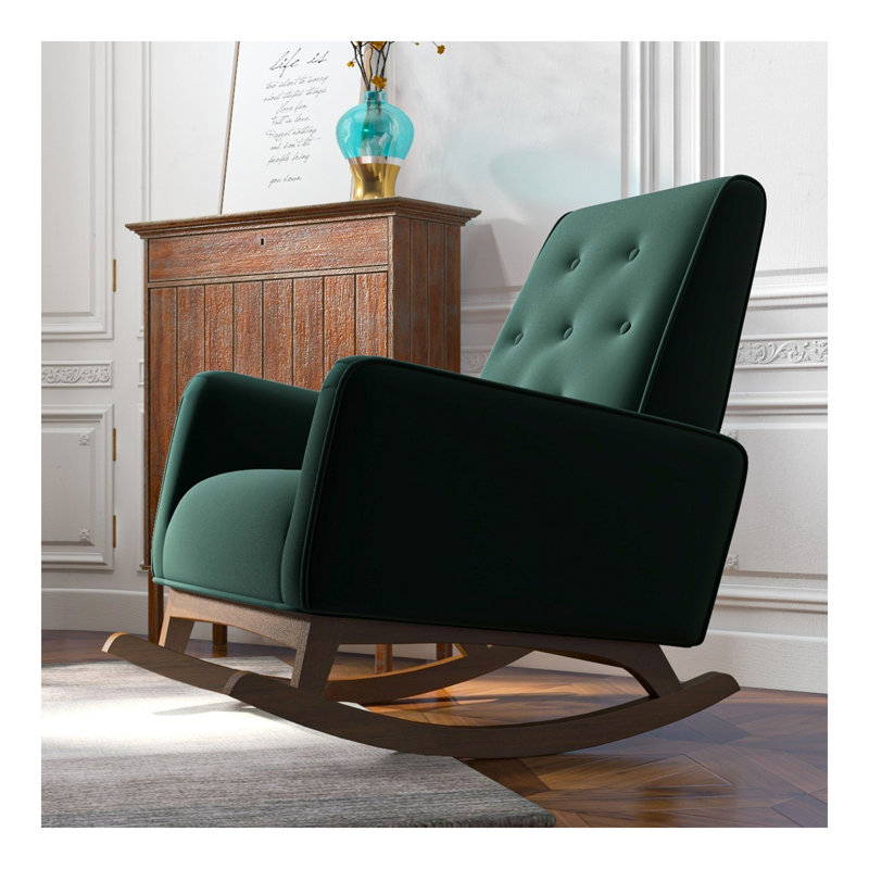 Chaise berçante en bois massif Demetrius, Vert